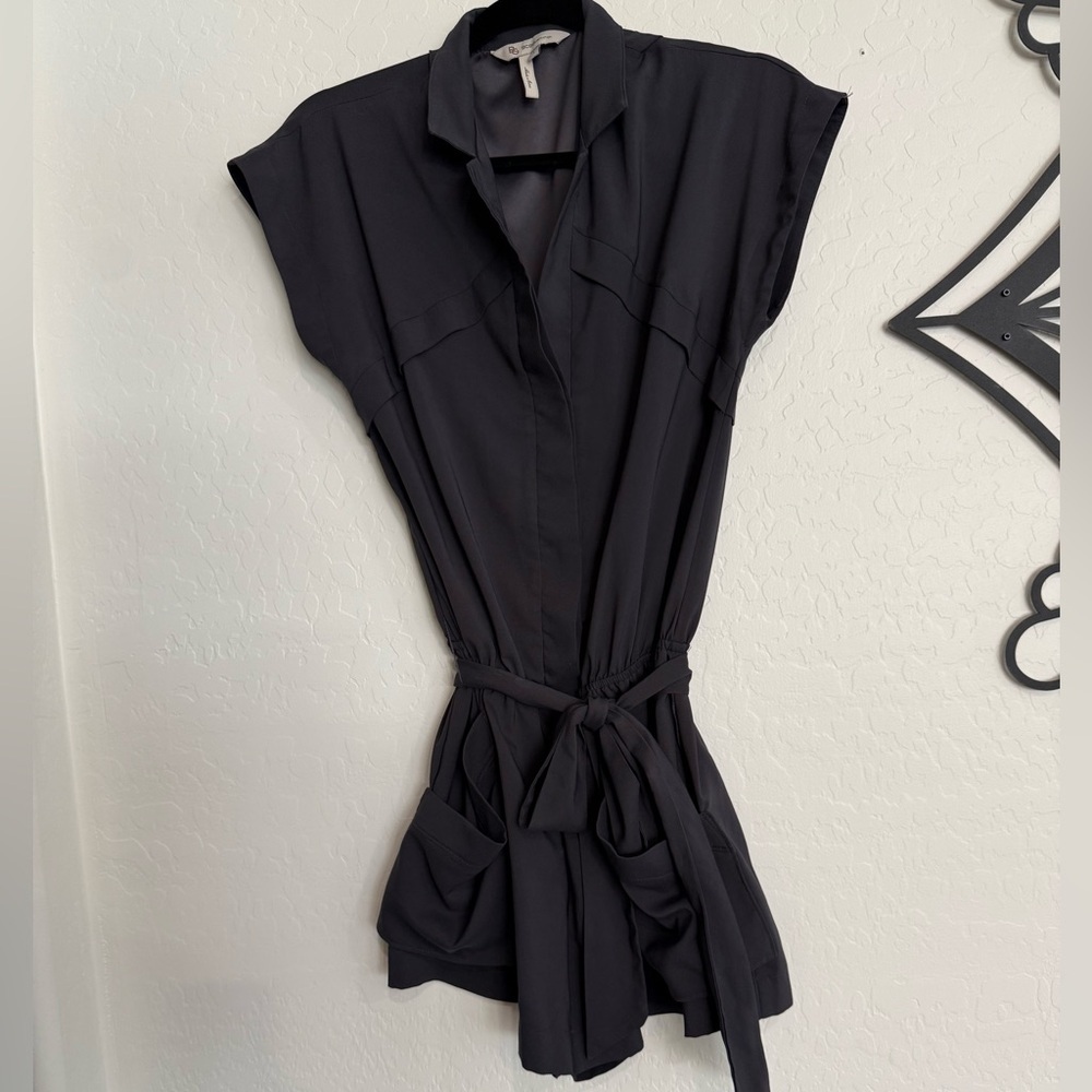 BCBGeneration Charcoal Belted Romper - Size Small